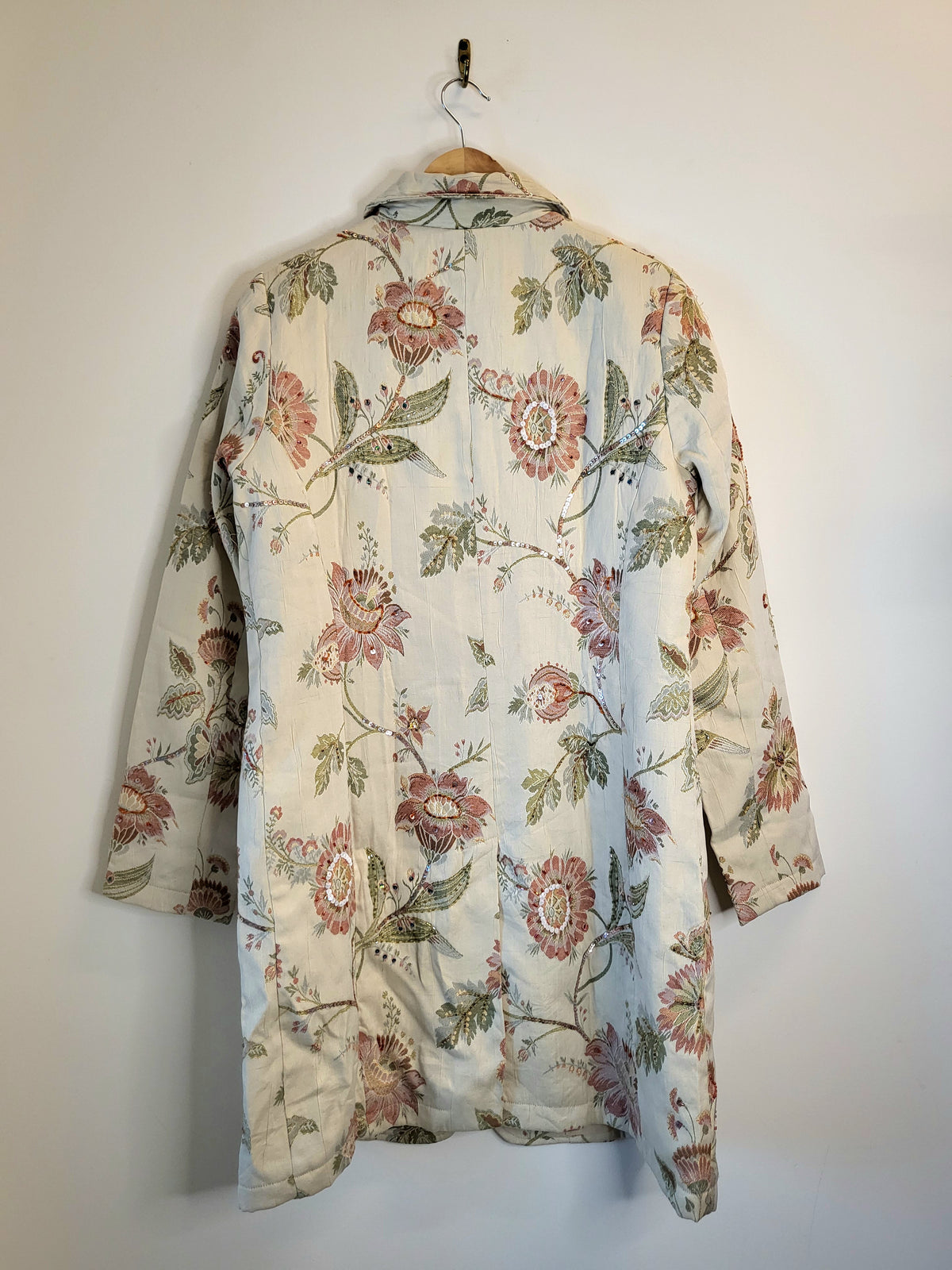Jacquard Sequin Detail Long Blazer