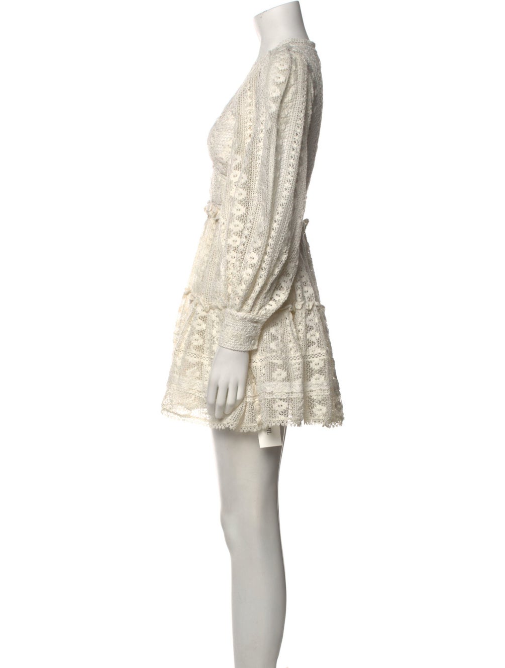 Hemant and Nandita White Lace V-Neck Dress