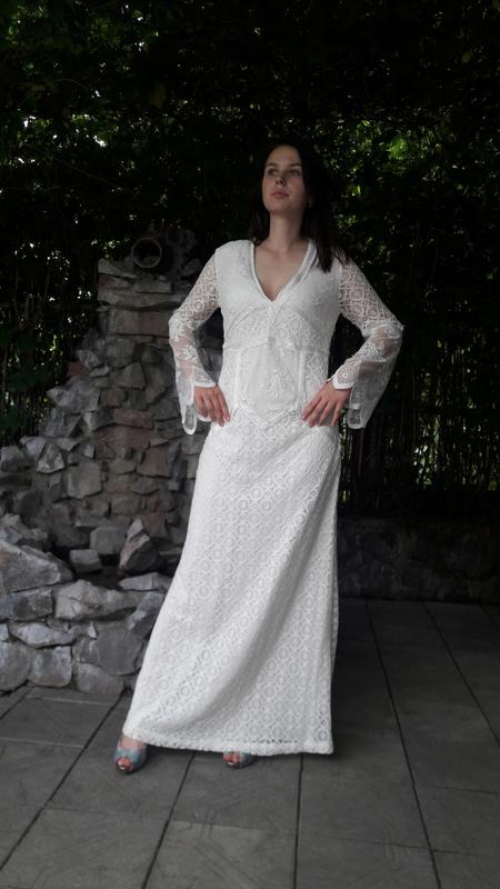 H&M Off White Net Maxi Dress