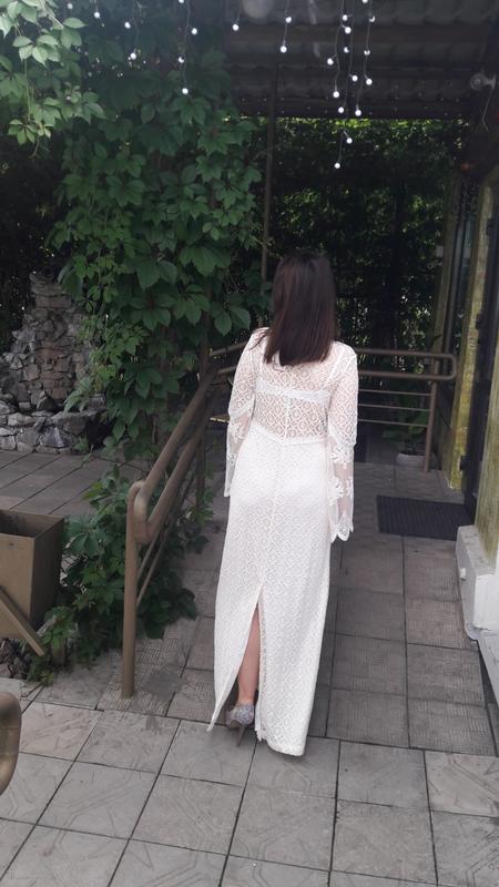 H&M Off White Net Maxi Dress