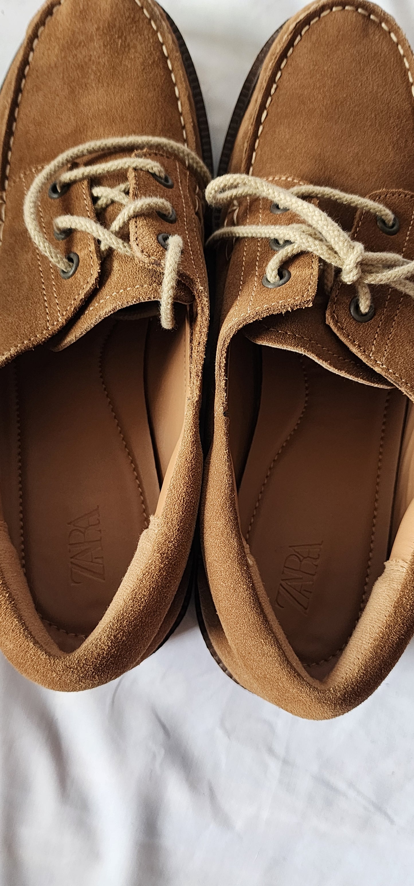 ZARA Tan Suede Chunky Loafers