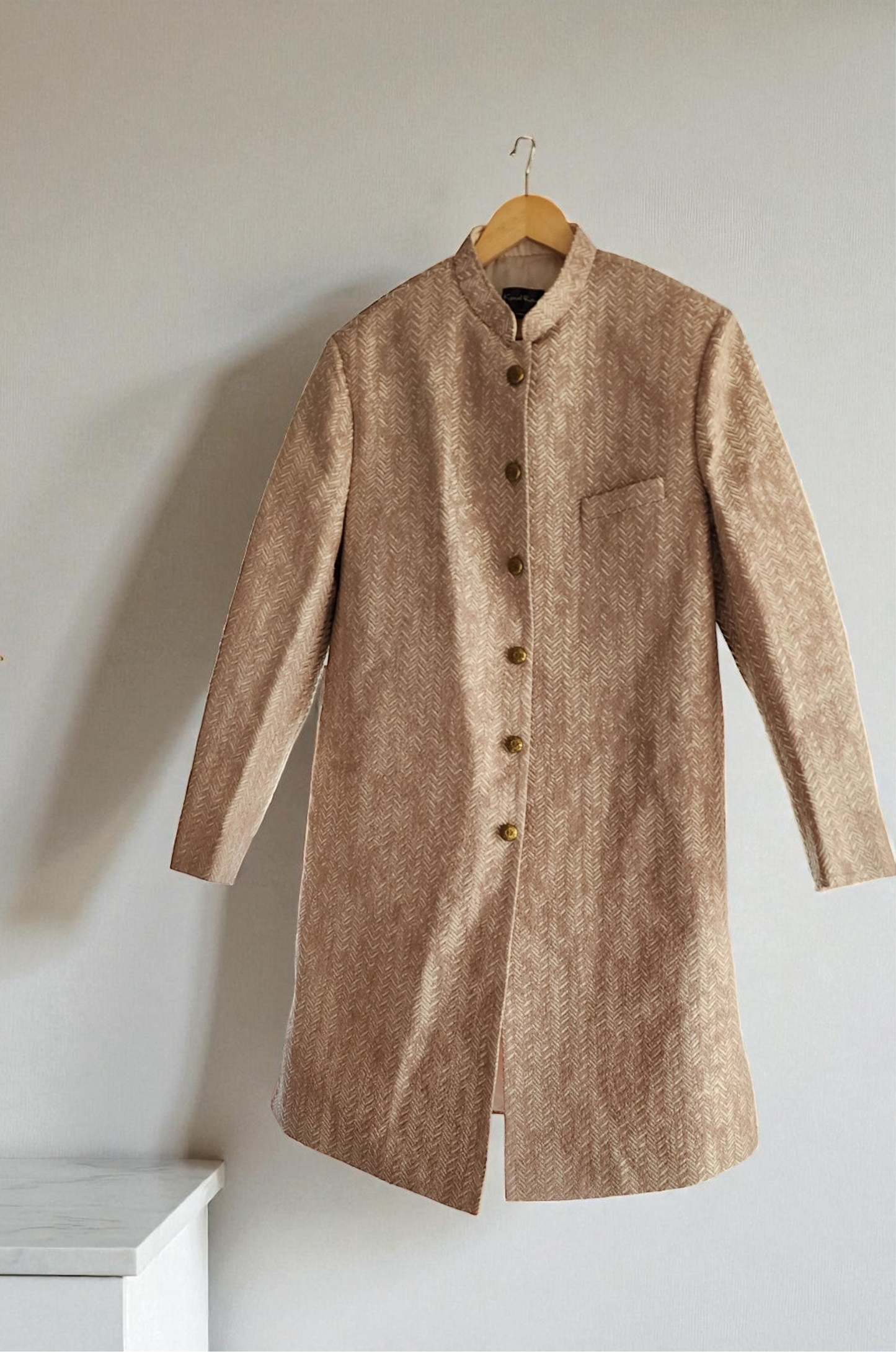 Kunal Rawal Salmon Pink- 3 piece Kurta Pants Sherwani