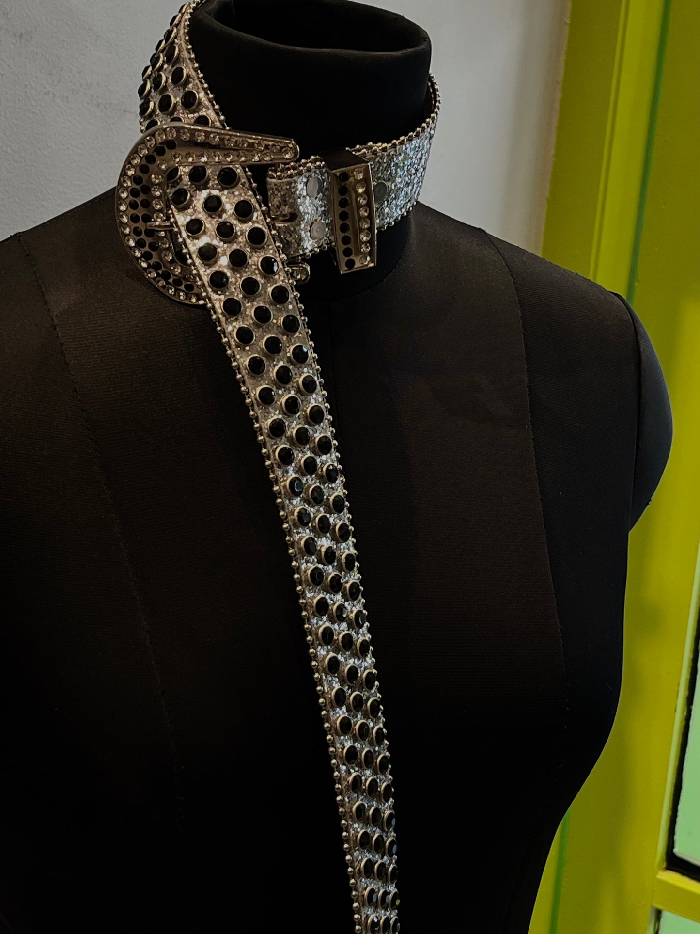 Y2K Silver Rhinestone Belt