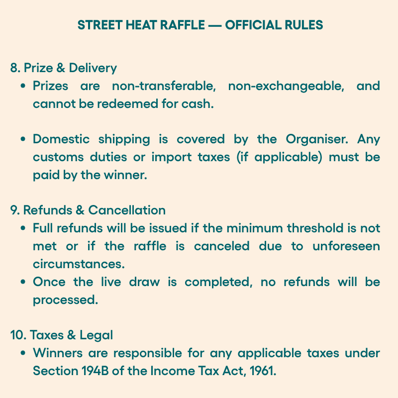 STREET HEAT - NIKE DUNKS RAFFLE TICKETS ! ๐