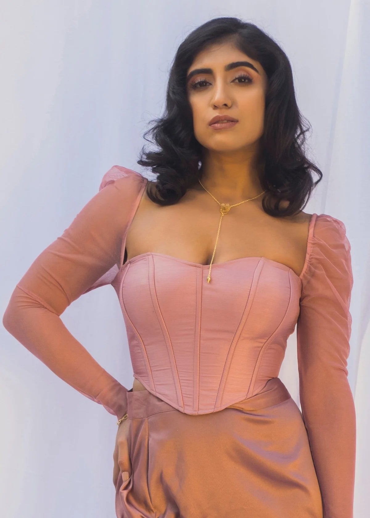 Lea Carla Mauve Silk Corset Top