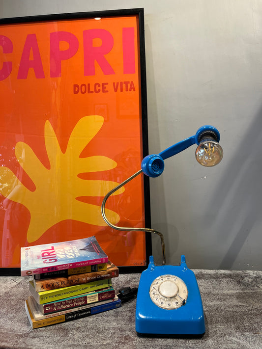 Vintage Telephone Lamp (blue)