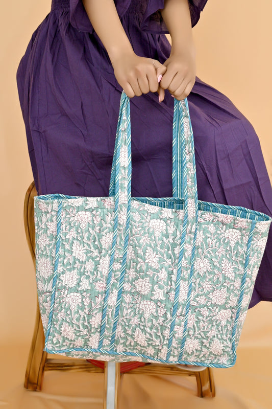 Azure Reversible Quilted Tote Bag