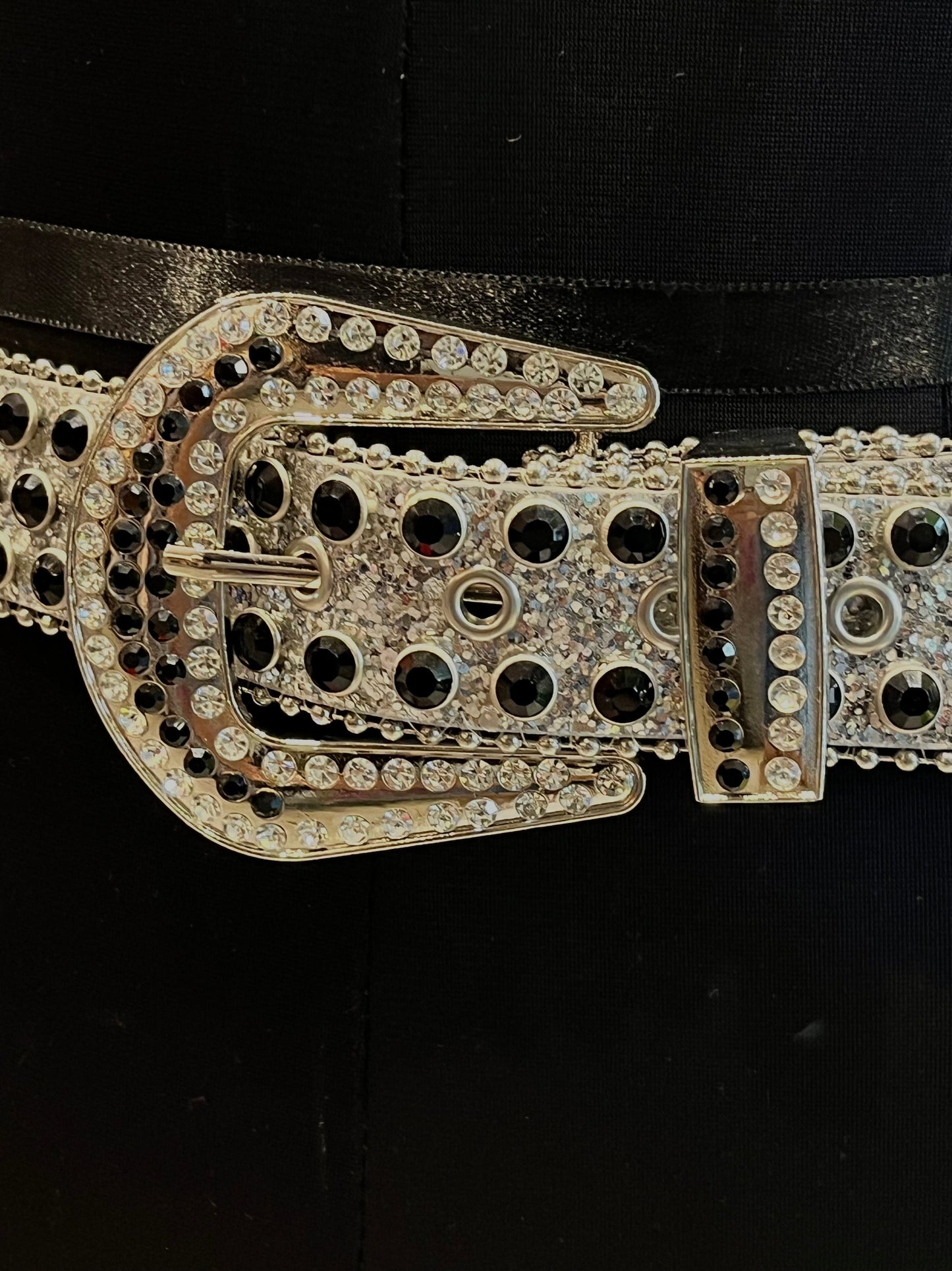 Y2K Silver Rhinestone Belt