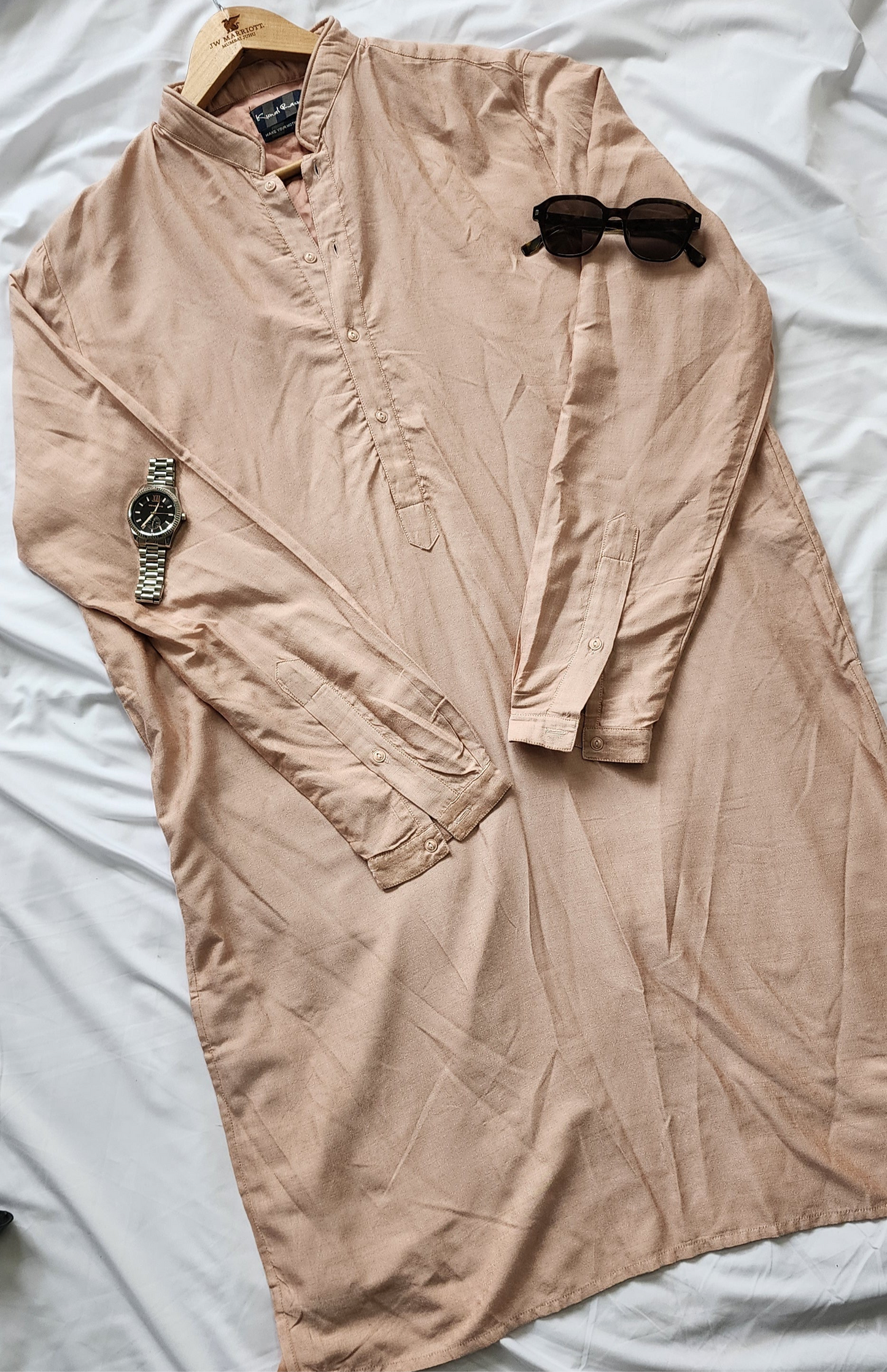 Kunal Rawal Salmon Pink- 3 piece Kurta Pants Sherwani