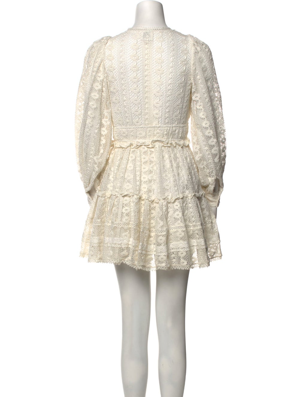 Hemant and Nandita White Lace V-Neck Dress