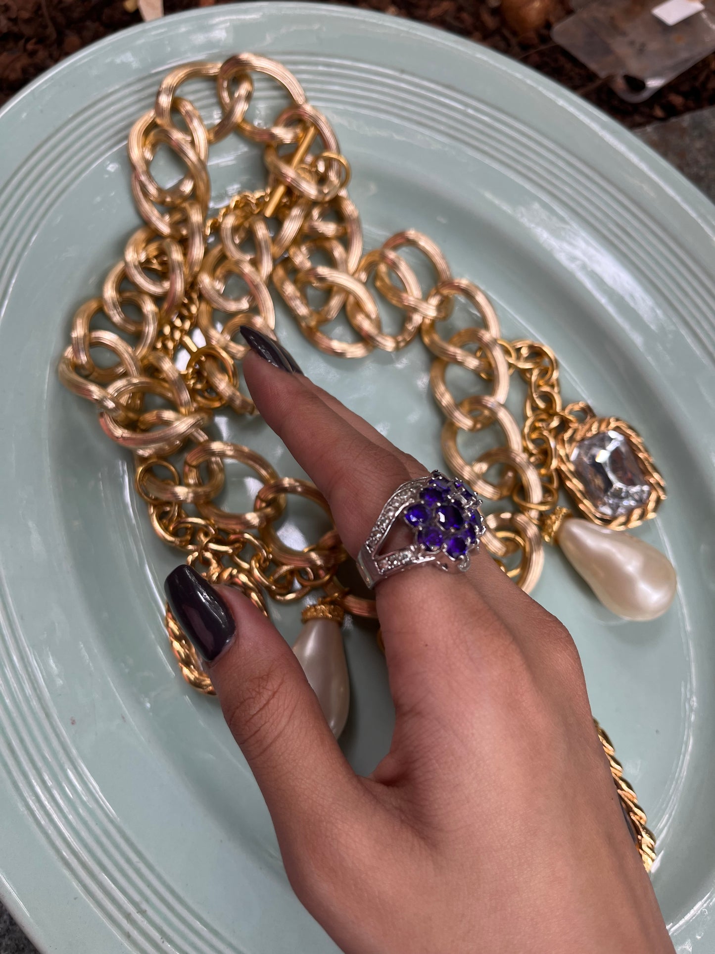Purple Crystal Statement Ring