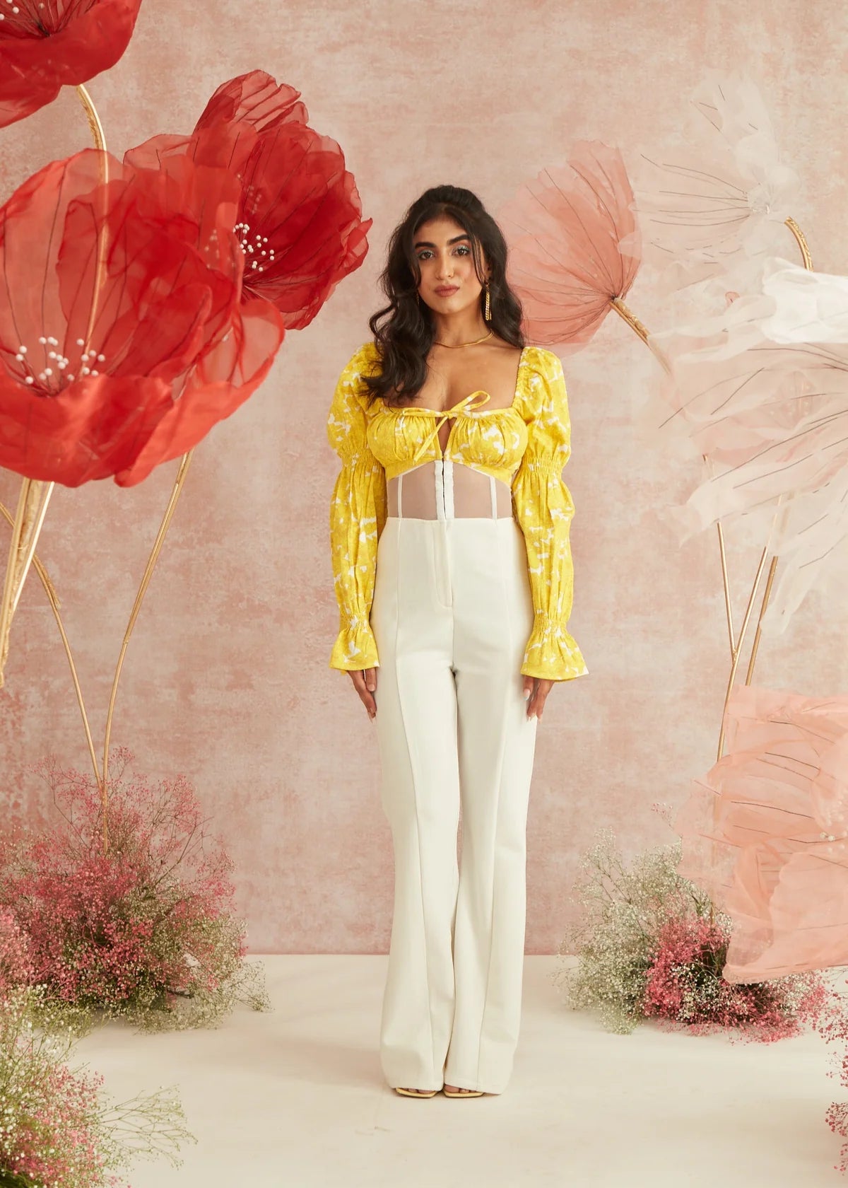 Lea Percy High-Waisted White Corset Pants