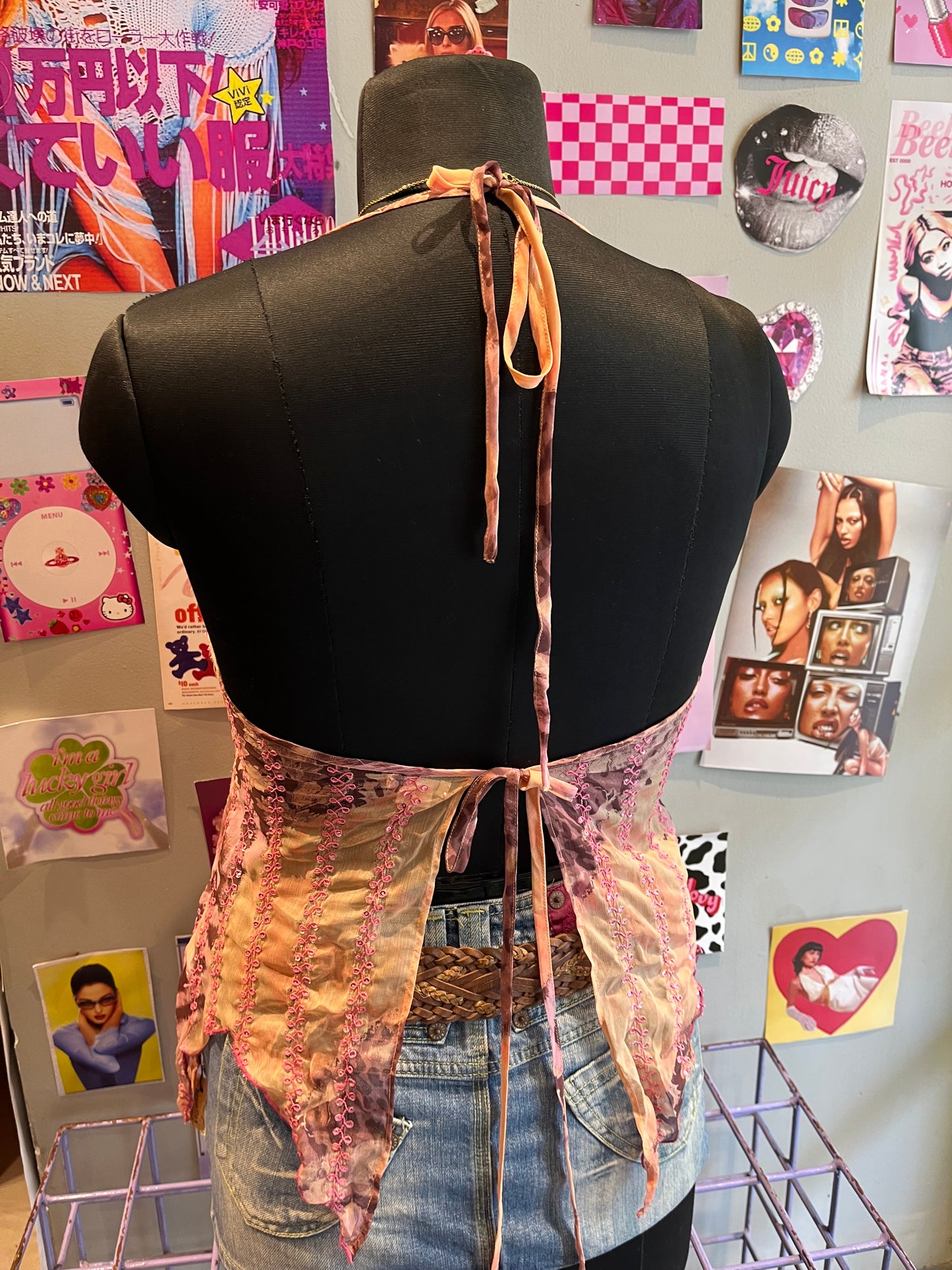 Salmon Beaded Top
