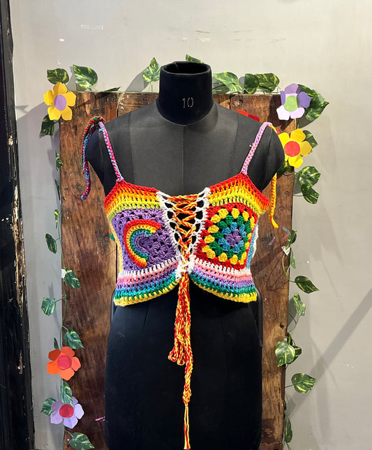 Rainbow Dreams Crochet Crop Top