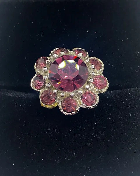1950s Amethyst Sterling Silver Flower Ring