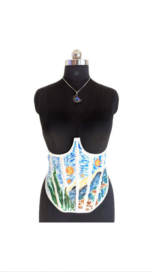 Handpainted Abstract Painting Under Bust Corset