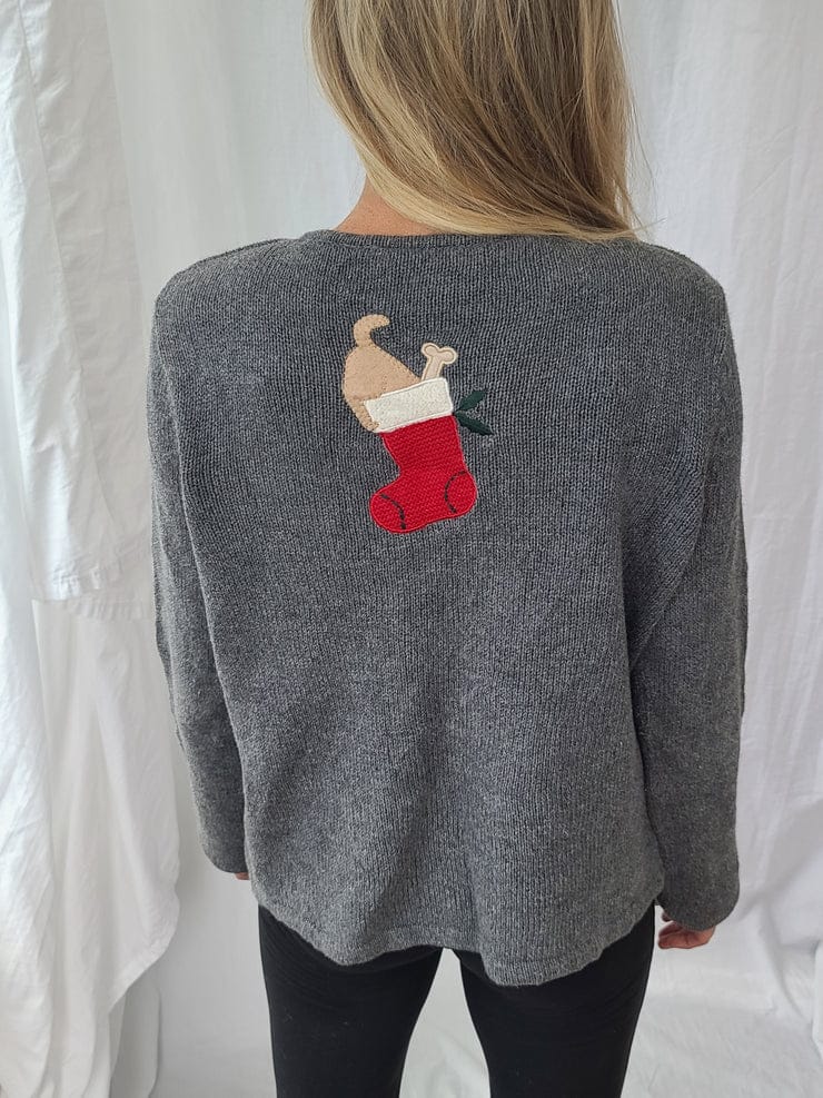 Grey Christmas Sweater with Pocket