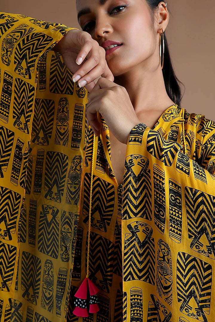 Mustard Masaba Kaftan With Slip