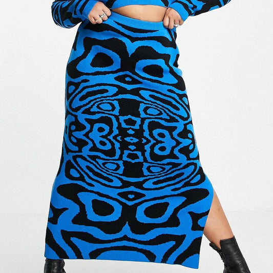 Asos Collusion Jacquard Knit Maxi Swirl Skirt