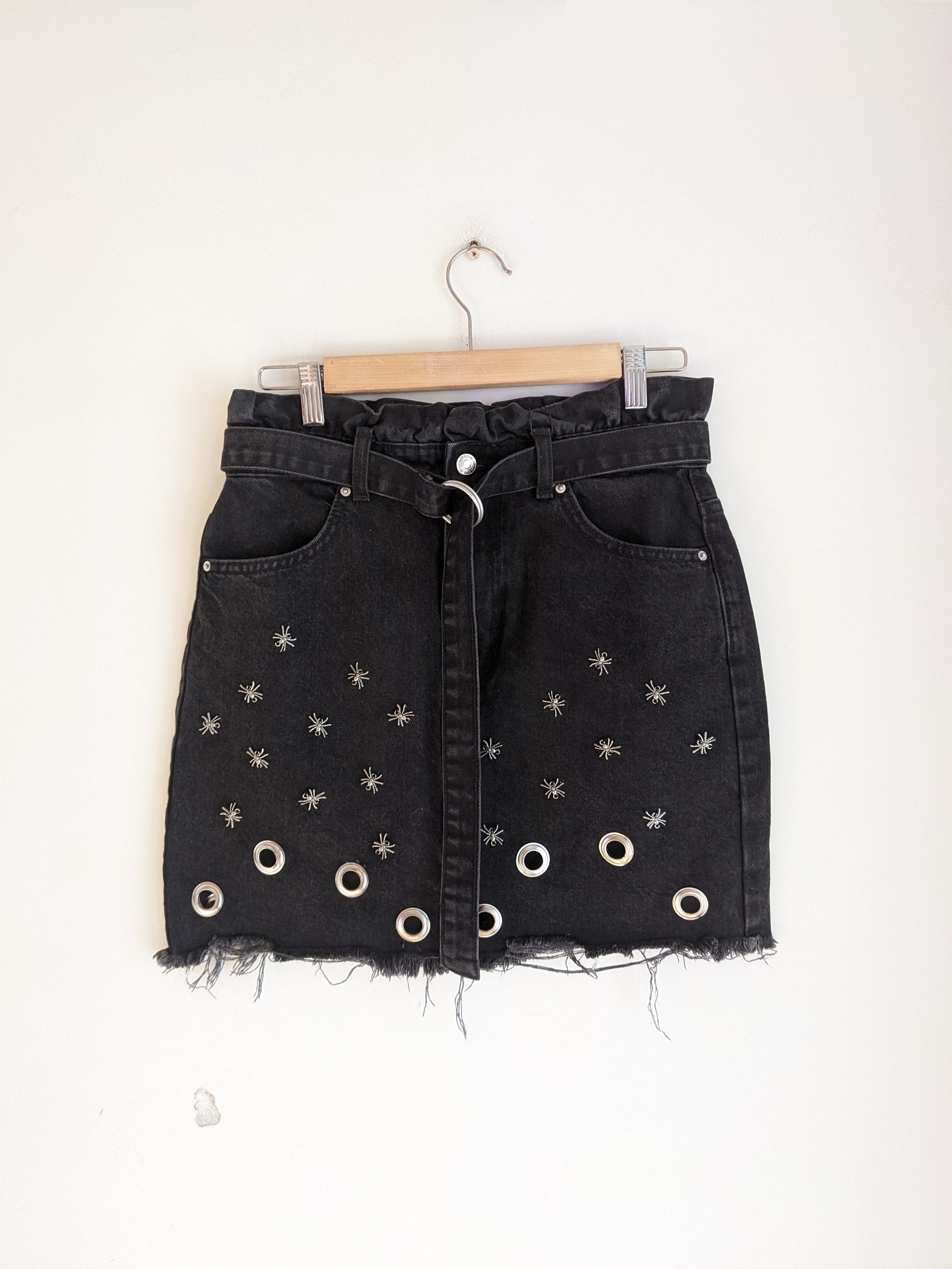 Bershka Spider Black Denim Skirt Bombay Closet Cleanse