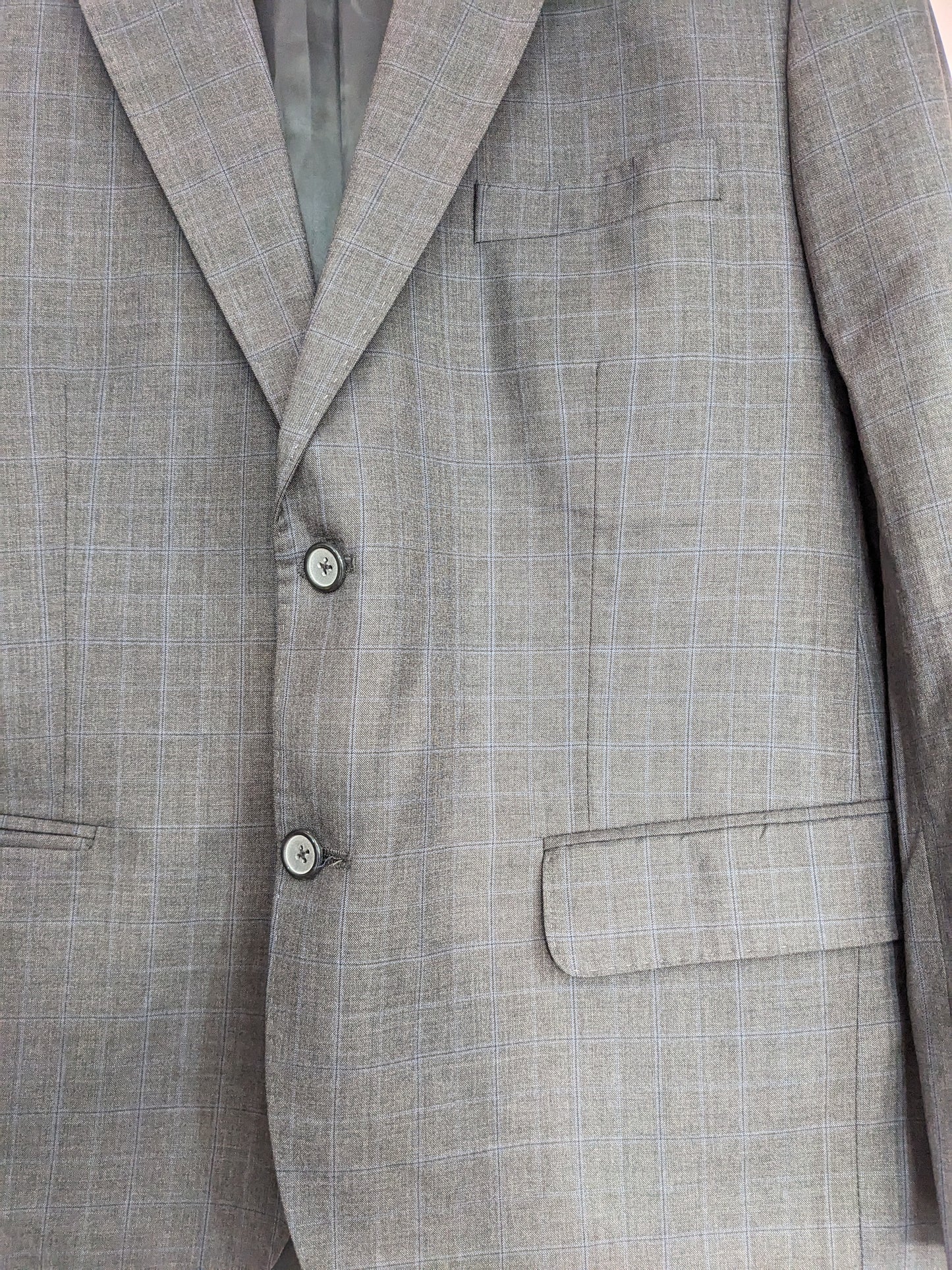 Akbar Grey Blazer With Blue Stripes