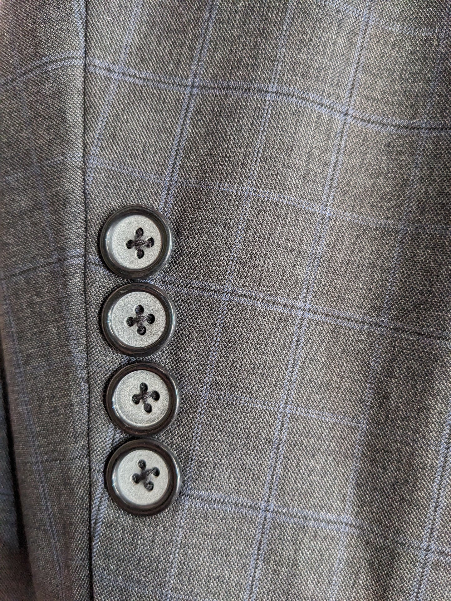 Akbar Grey Blazer With Blue Stripes