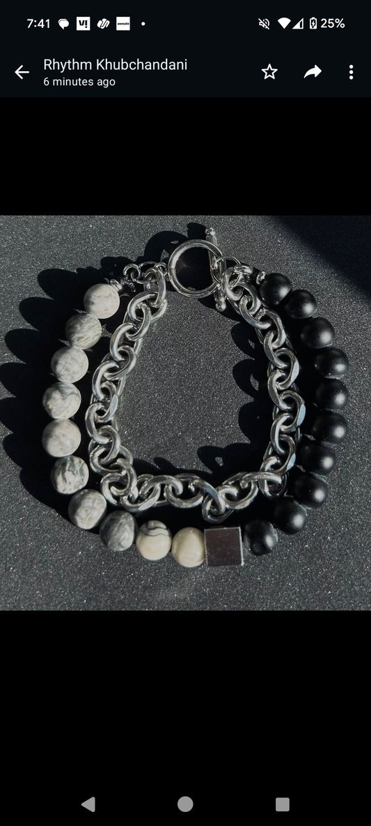 Onyx Frosted Stone Bracelet