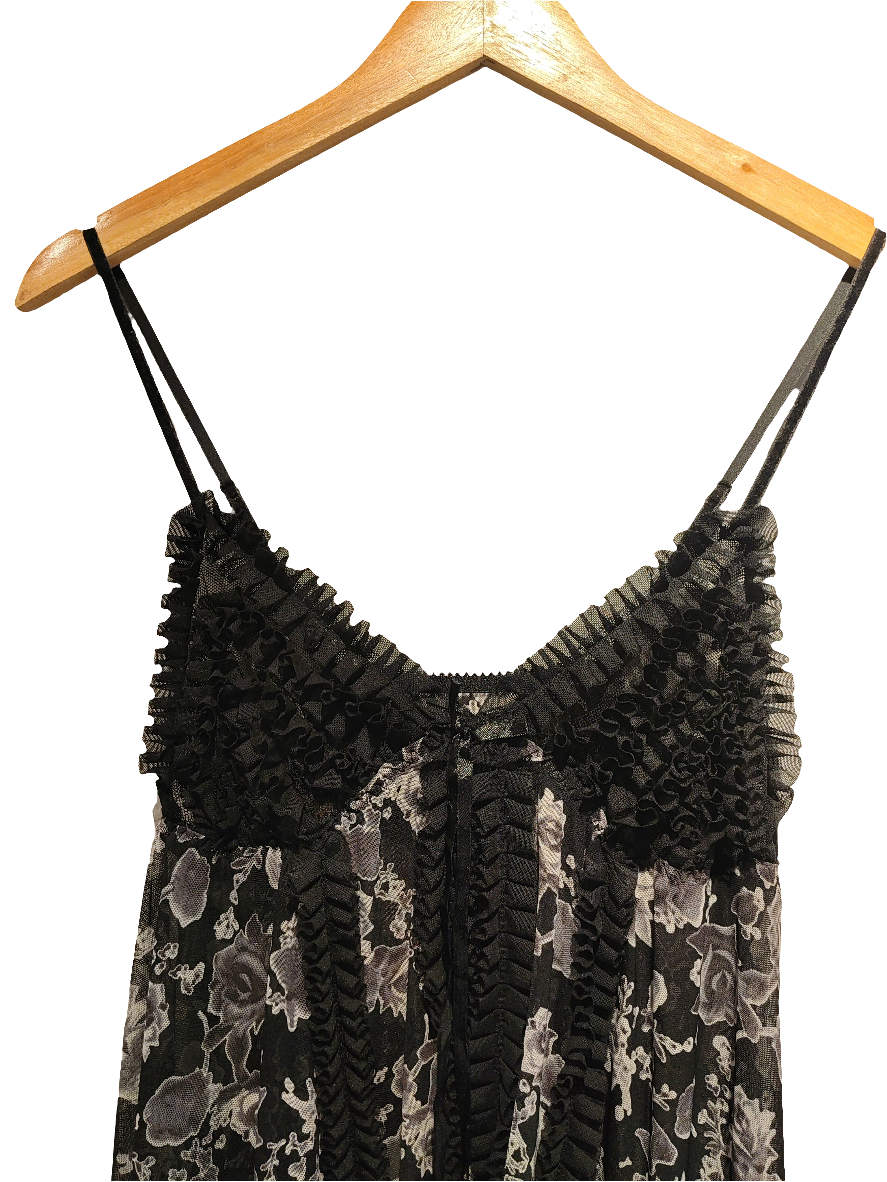 Y2K Black Floral Top