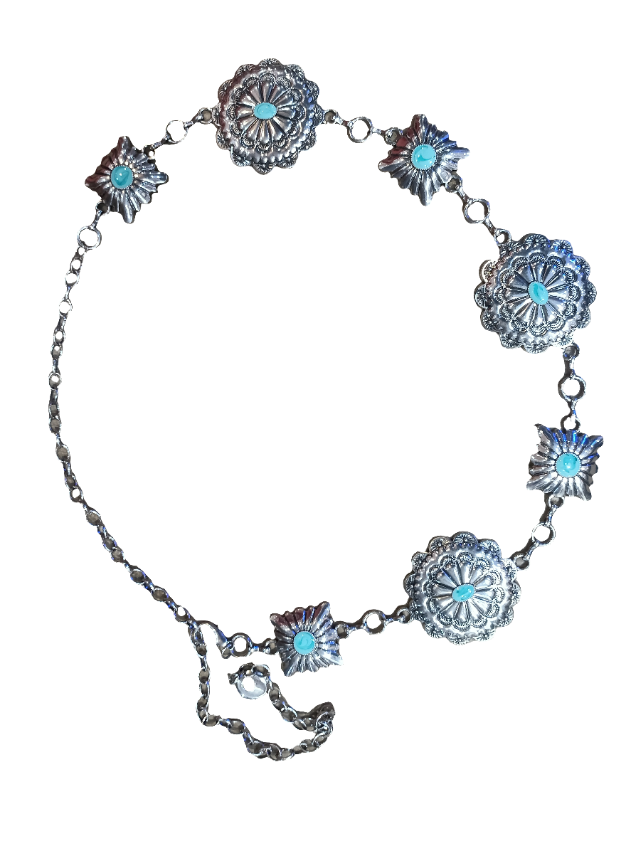 Western Concho Stone Metal Belt