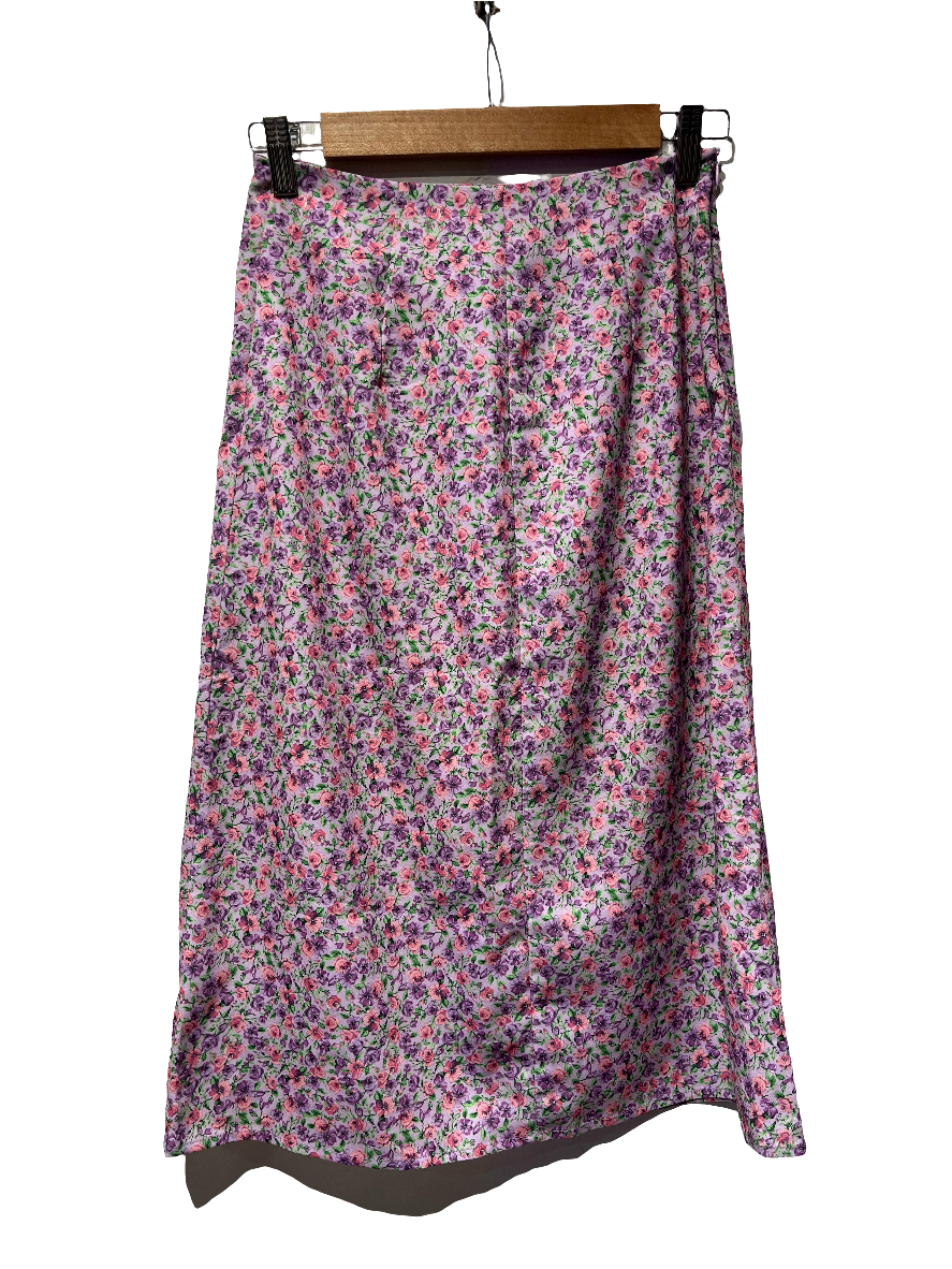 Shein Floral Print mid Length Slit Skirt