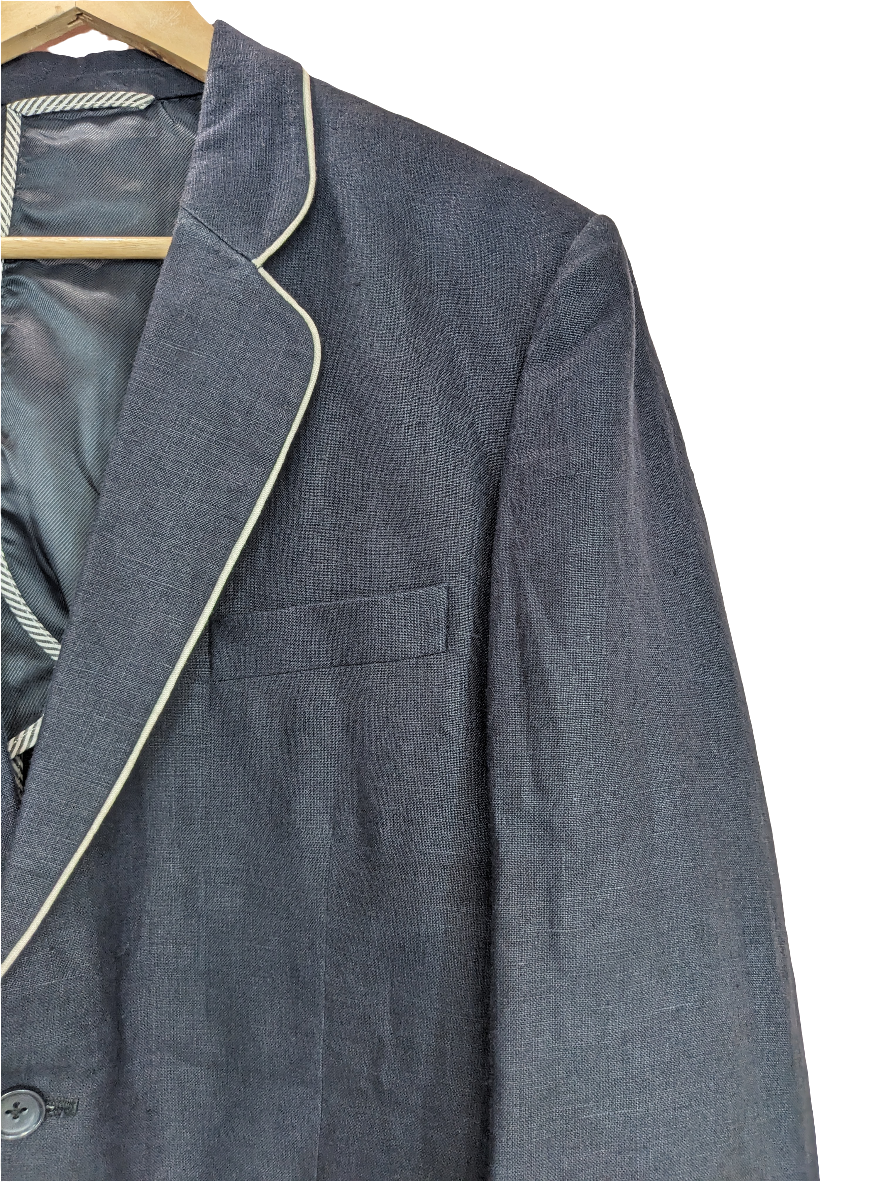 Akbar Blueish Black Textured Blazer