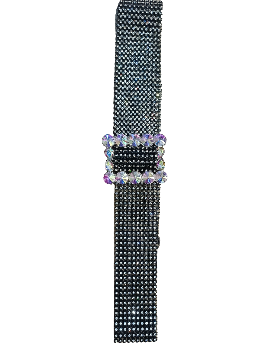 Black Mesh Diamante Belt
