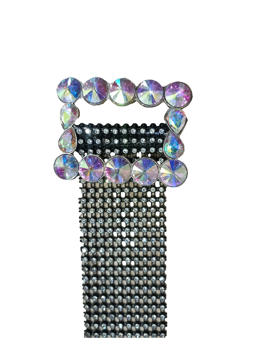 Black Mesh Diamante Belt