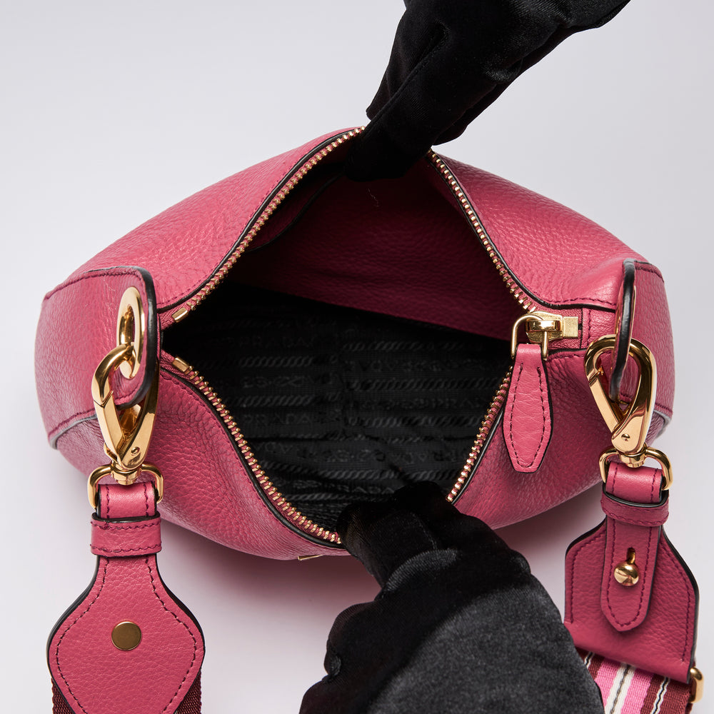 Prada Milano Pink Grained Leather Vitello Phoenix Messenger Bag