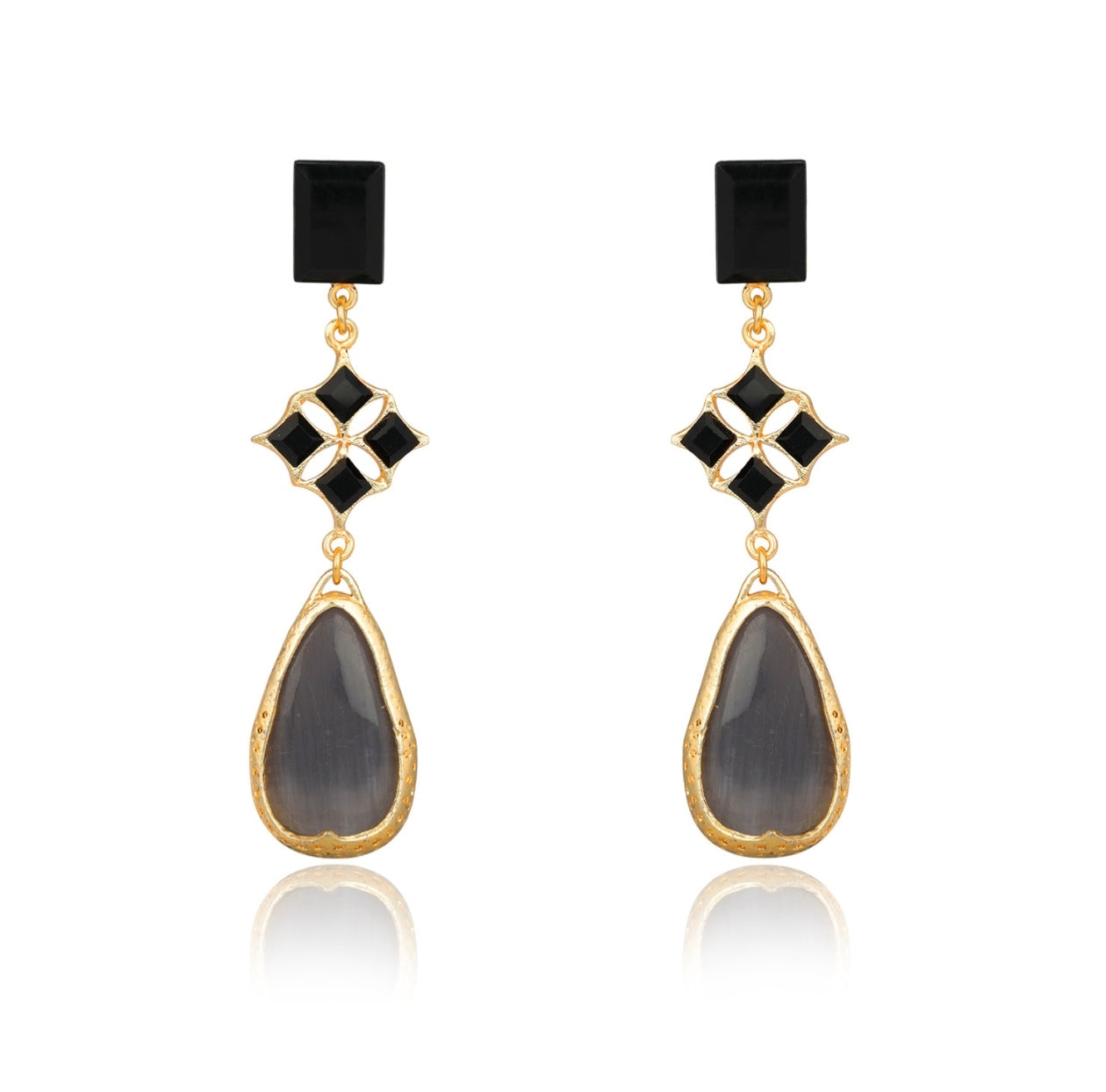 Gold/Black Long Earrings