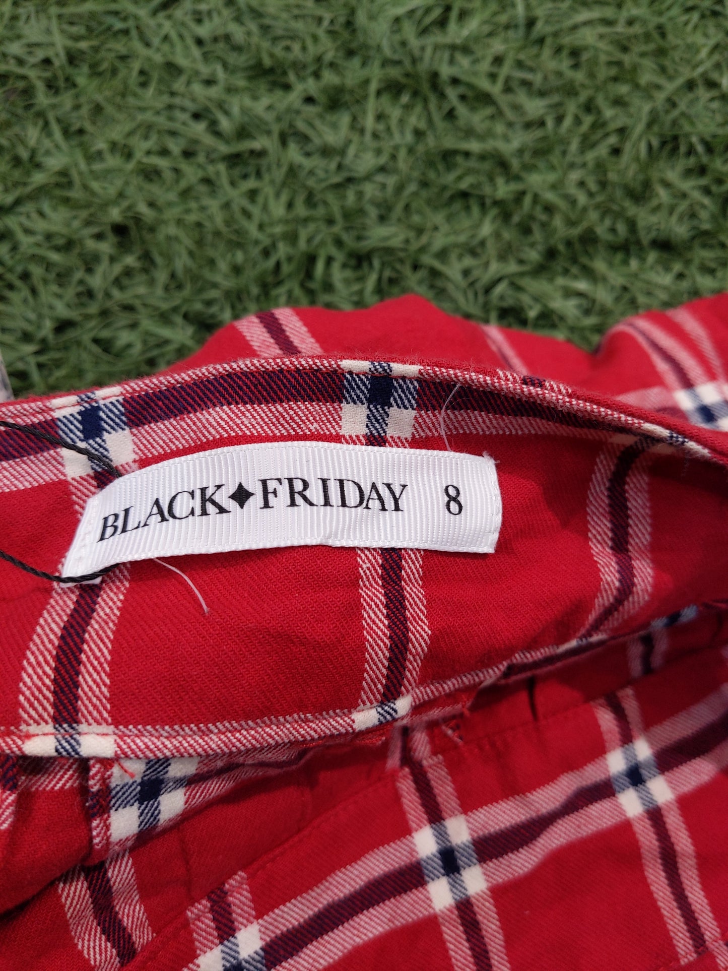 Black Friday Red Checkered Tartan Print Shorts