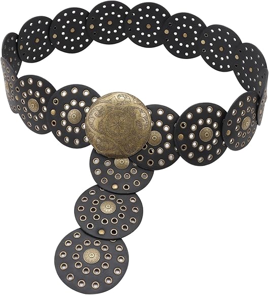 Hallow Disc Belt Western Style Metal Buckle Vintage Soft Belt