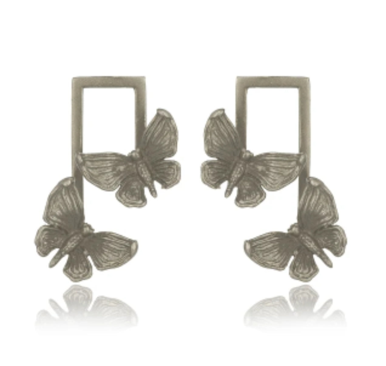 Gun Metal Butterfly Earrings