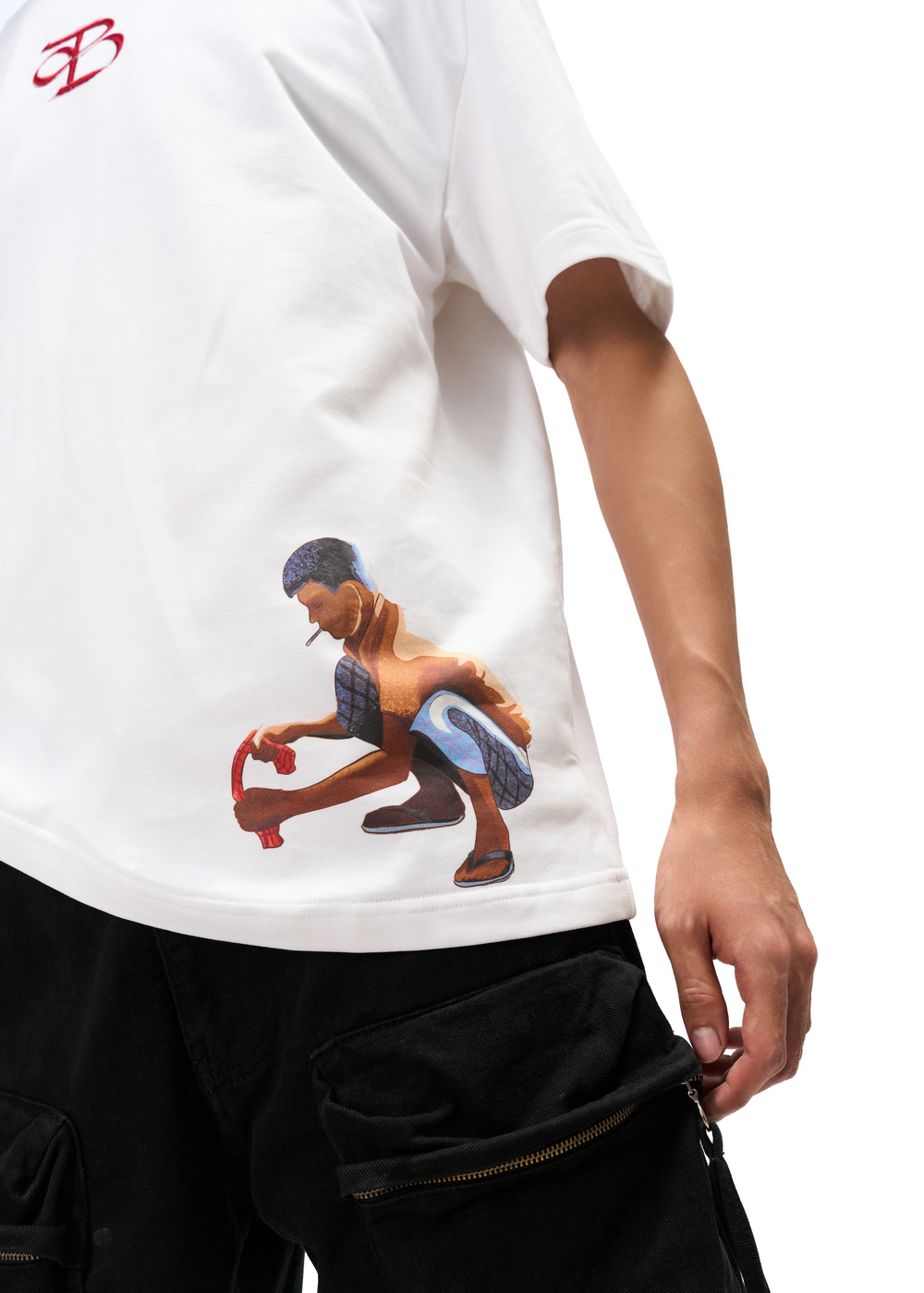 Code Brwn White Printed Tee