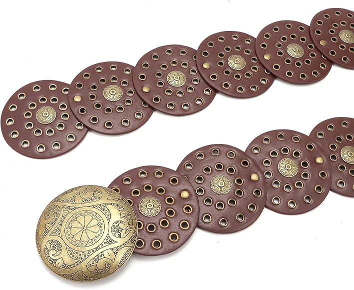 Hallow Disc Belt Western Style Metal Buckle Vintage Soft Belt