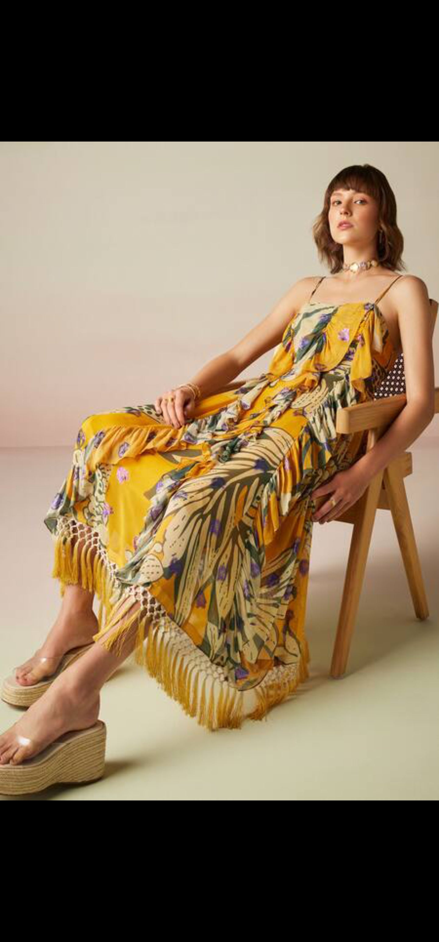 Verb Multi Colored Viscose Lurex Geogette Printed Dress