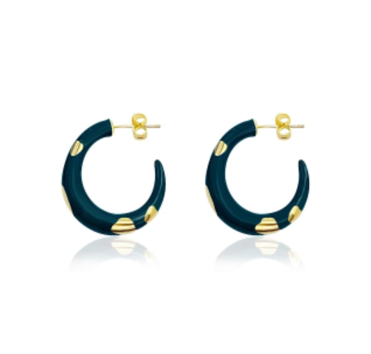 Teal/Gold Half Moon Earrings