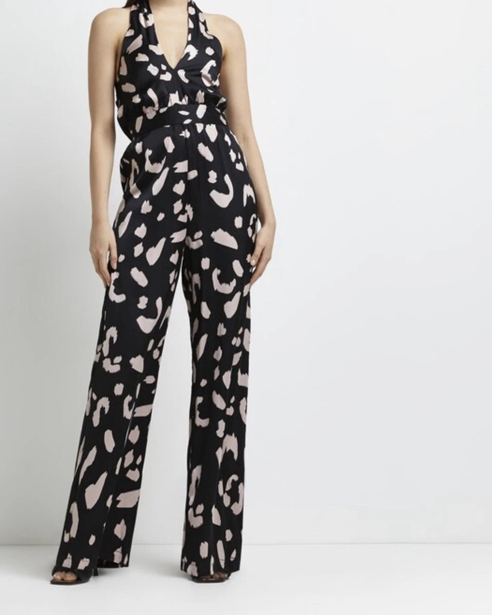 River Island Black Printed Jumpsuit