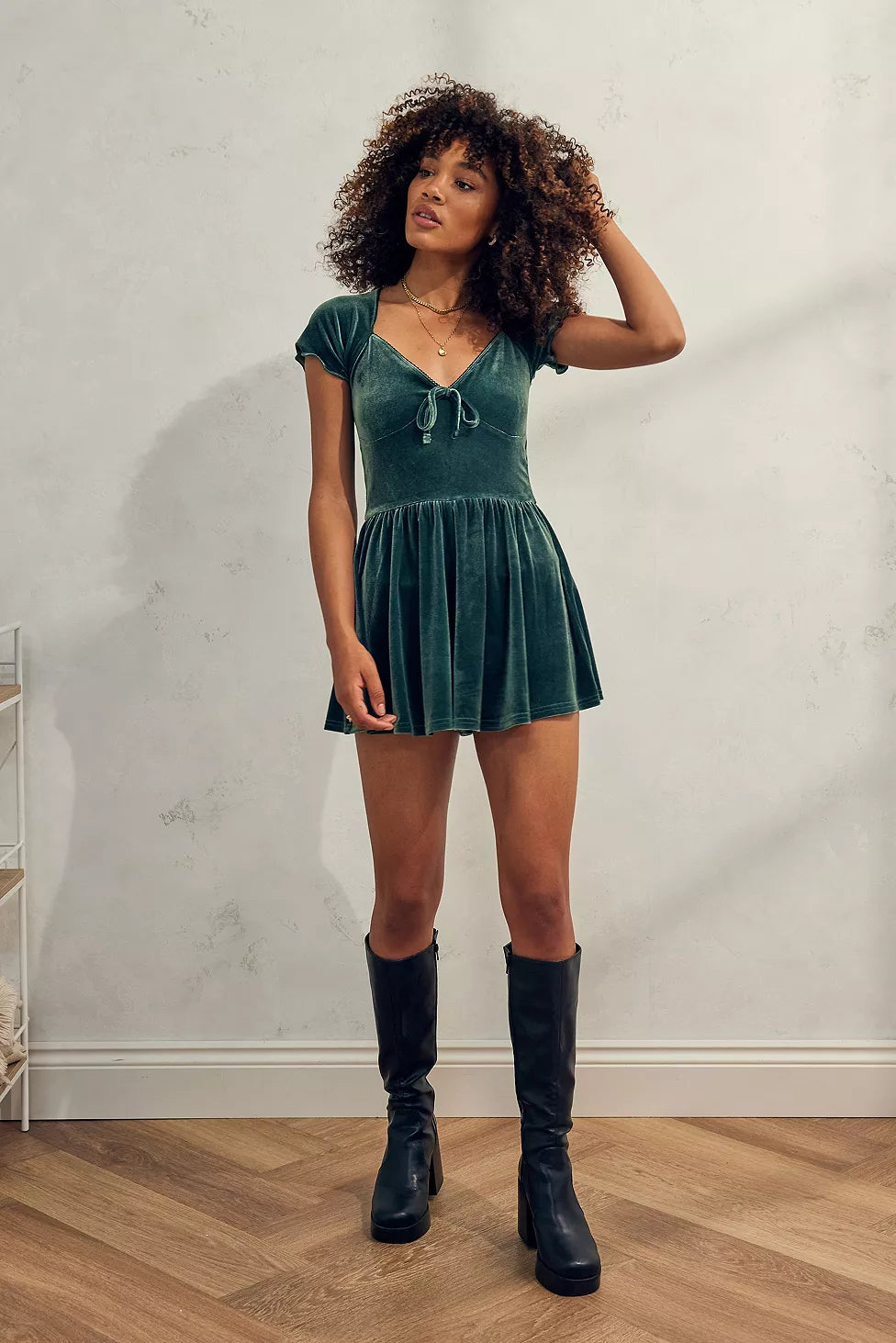 Urban Outfitters Green Velvet Dress