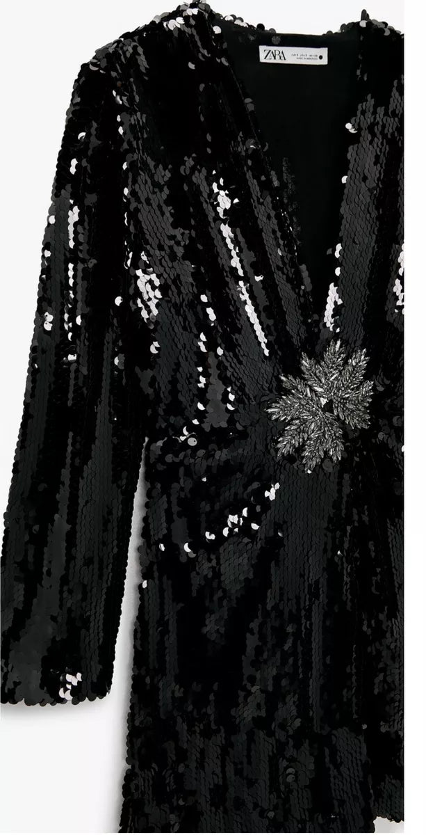 Zara Black Sequin Mini Dress