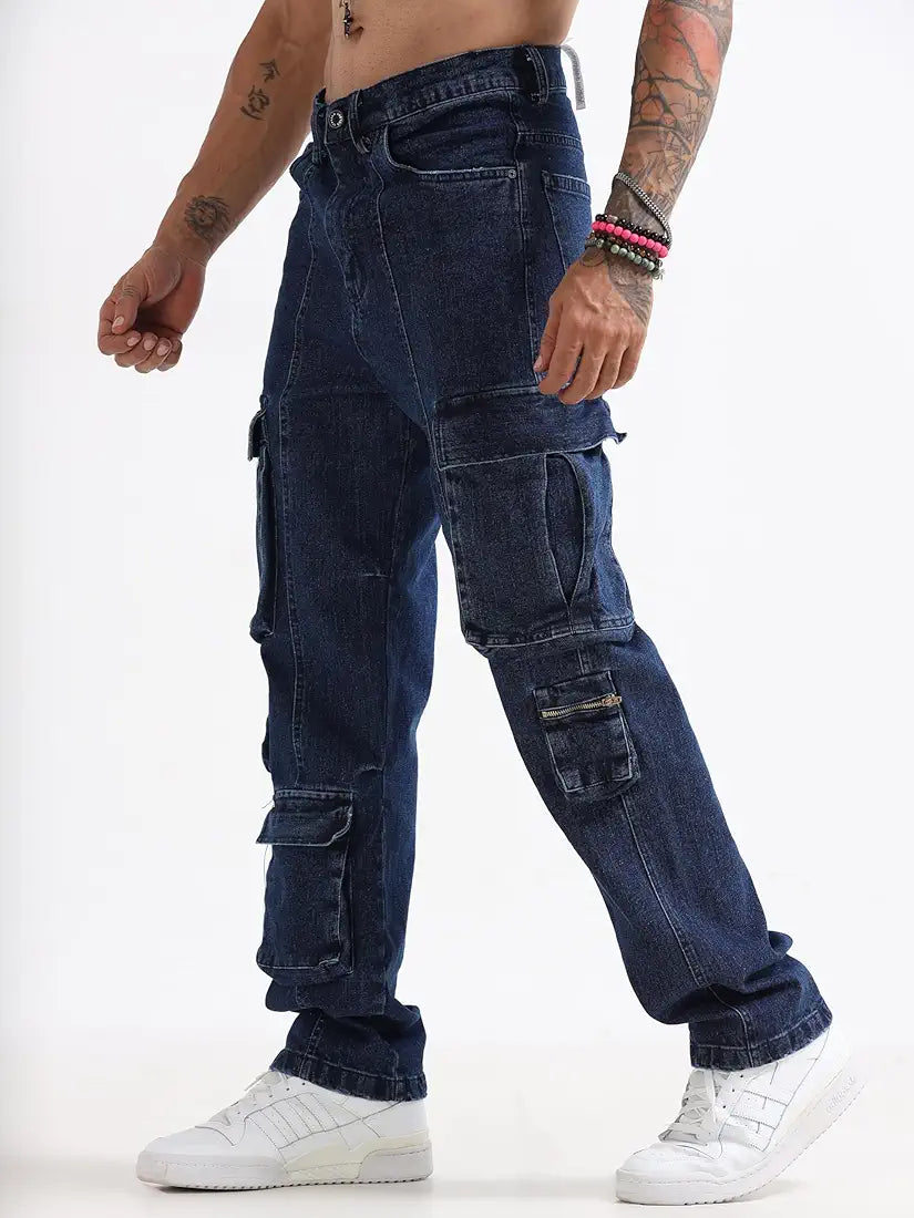 Italian Colony Blue Cargo Jeans