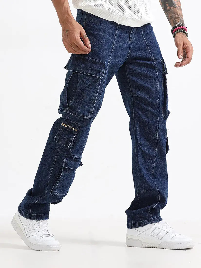 Italian Colony Blue Cargo Jeans