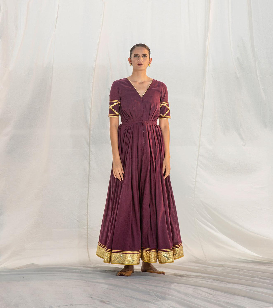 Khara Kapas Maroon Long Dress