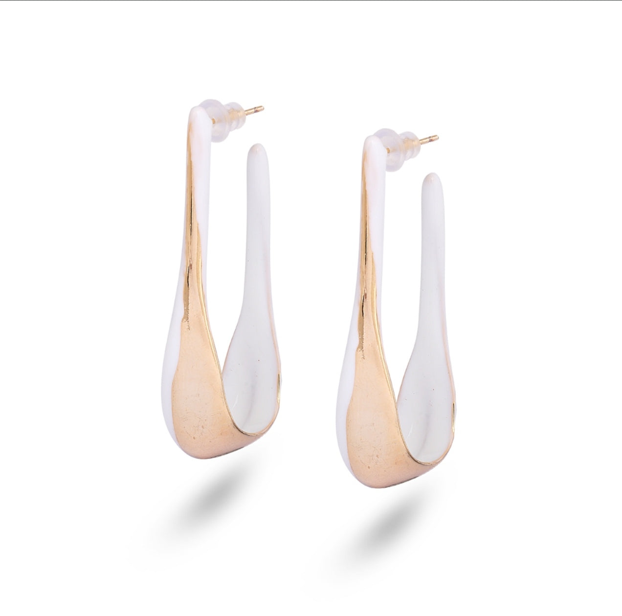 Gold/ White (U Shaped Earrings)