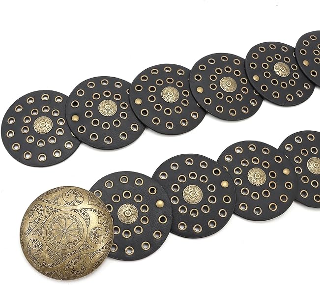 Hallow Disc Belt Western Style Metal Buckle Vintage Soft Belt